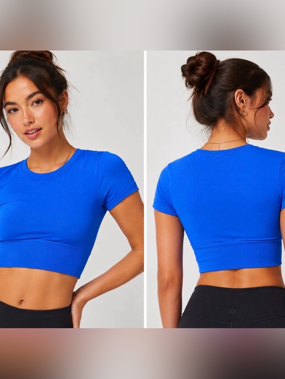 Women's Royal Blue Ribbed Crop Tee